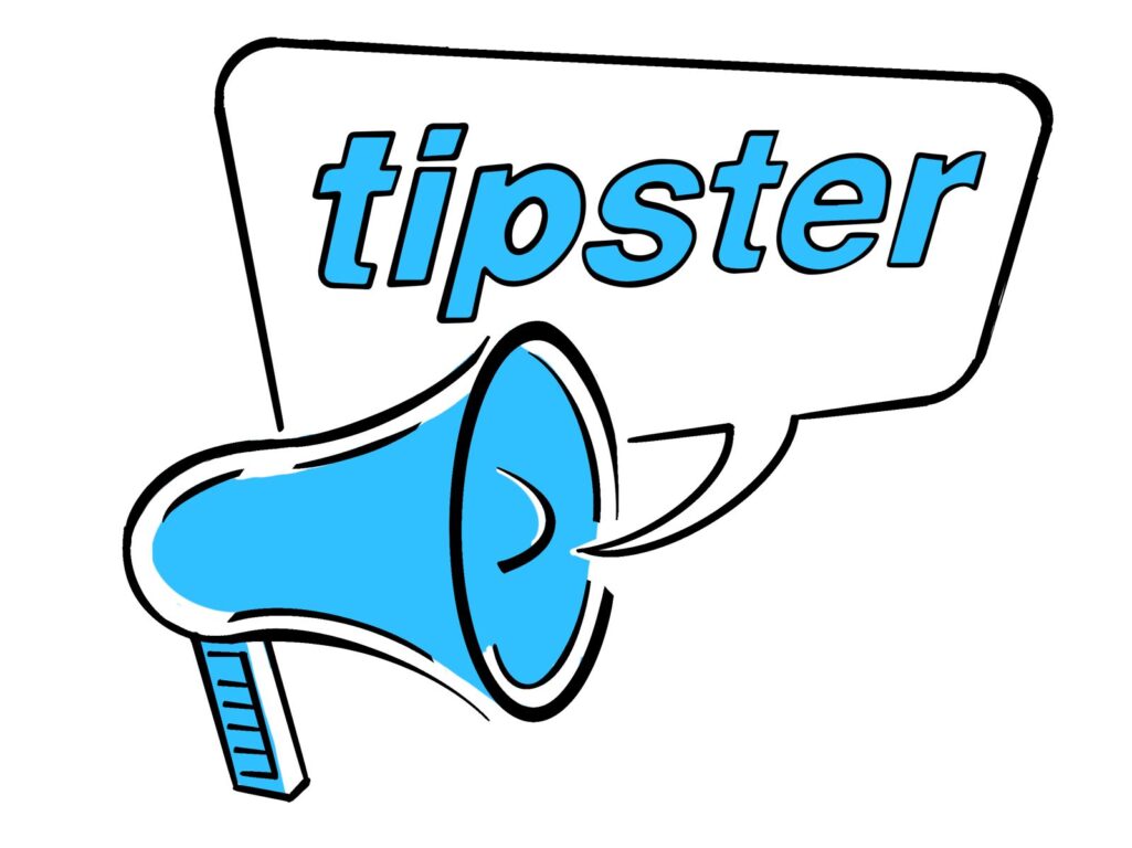 Tipster-logo Megafoni ja puhekupla, jossa lukee Tipser